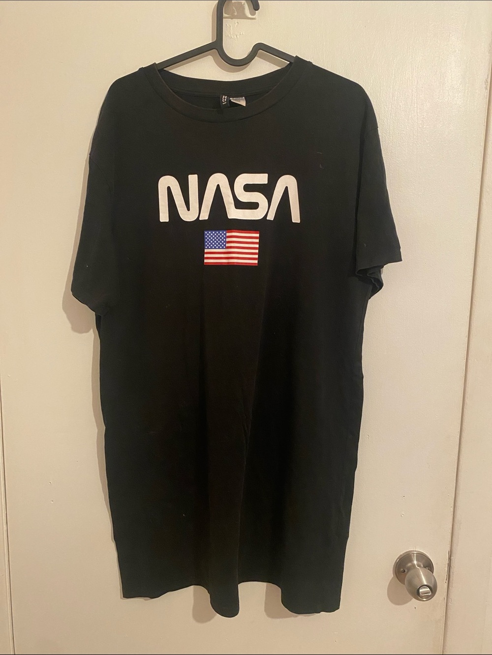 H&M Black NASA Graphic Tee with American Flag